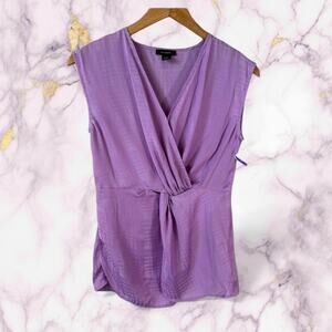 Halogen New Womens Twist Front Blouse Top Purple XXS Career Feminine Corp Core